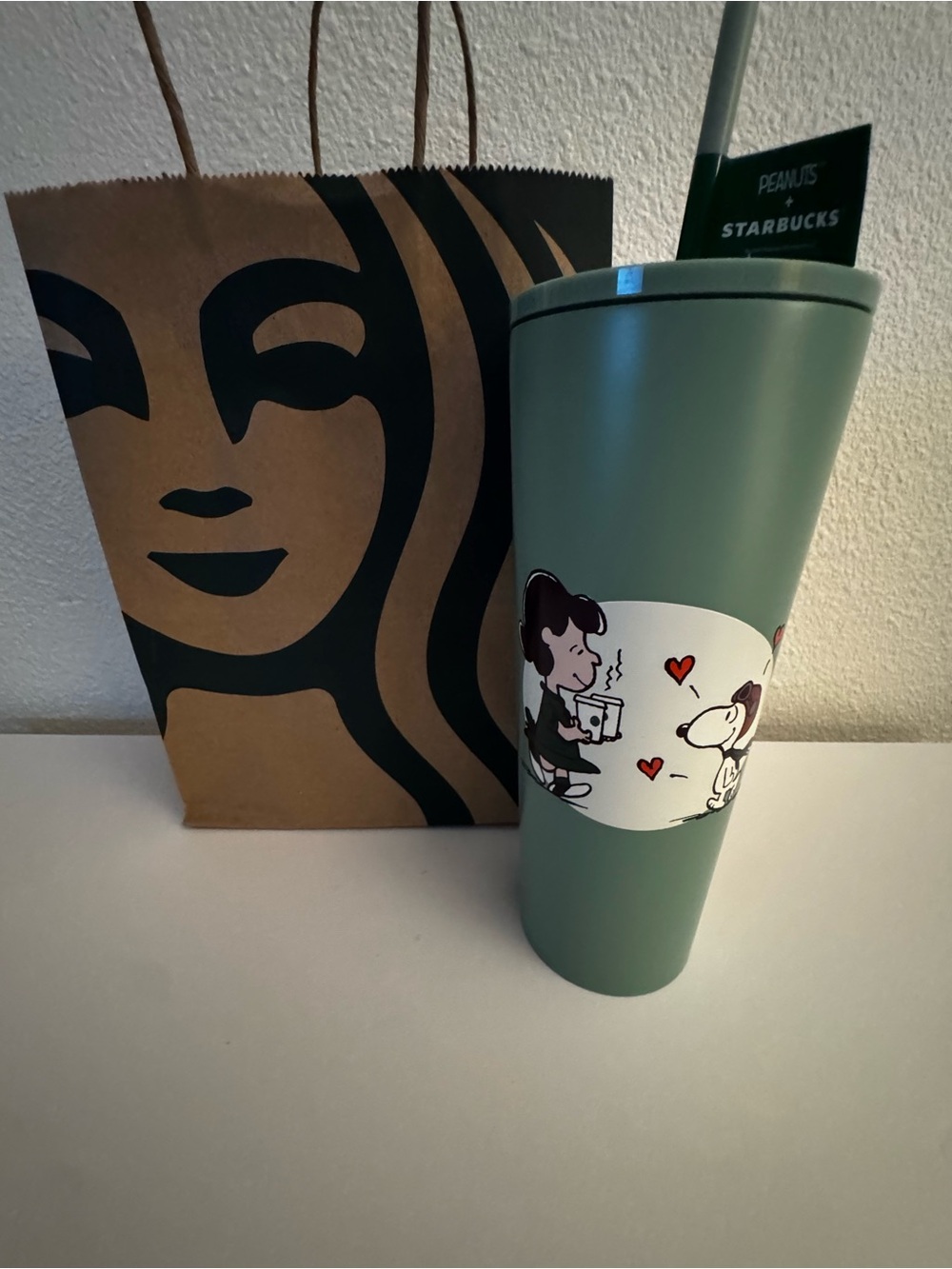 Starbucks Green Peanuts Snoopy Tumbler